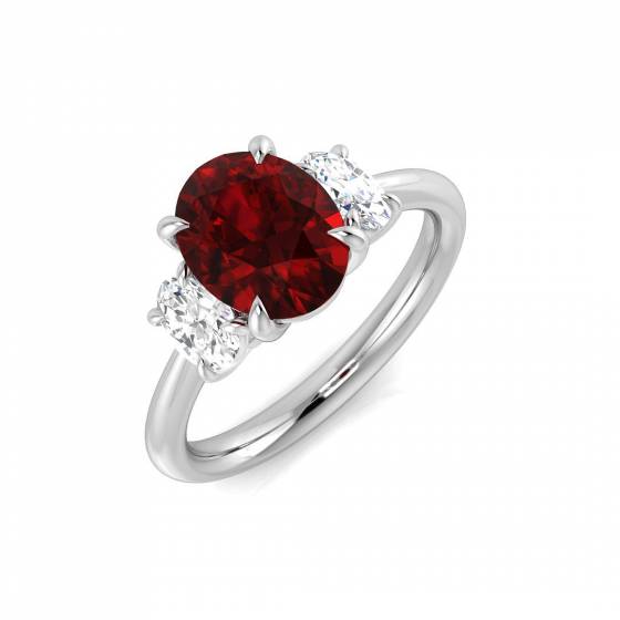 2.61ct SI2/G Oval cut Ruby Gemstone Ring in Platinum