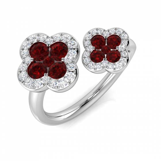 1.02ct SI2/G Round cut Ruby Gemstone Ring in Platinum