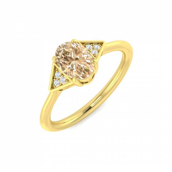 0.65ct I1/G Oval cut Morganite Gemstone Ring in 9k Yellow Gold
