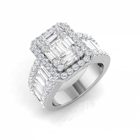 2.31ct SI2/G Baguette cut Natural Diamond Designer Ring in Platinum