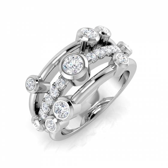 0.70ct SI2/G Round cut Natural Diamond Designer Ring in Platinum