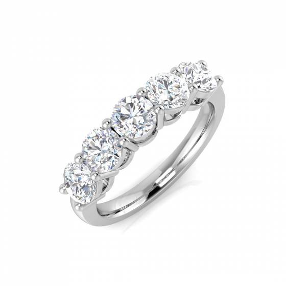 1.96ct VS/F Round cut Lab Grown 5 Stone Natural Diamond Ring in Platinum