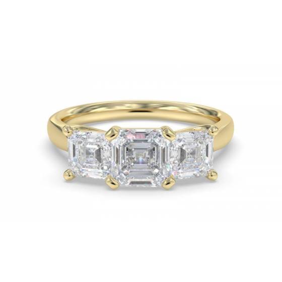 0.75ct IF/D Asscher Cut Natural Diamond Trilogy Ring
