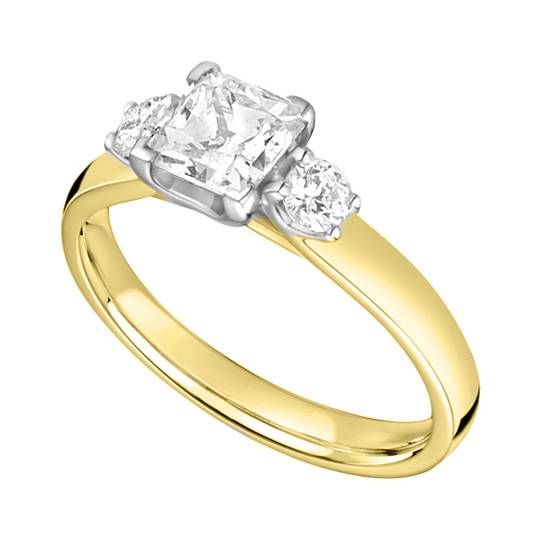 1.00ct SI3/G Princess Natural Diamond Trilogy Ring