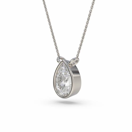 Pear Diamond Bezel Set Solitaire Pendant
