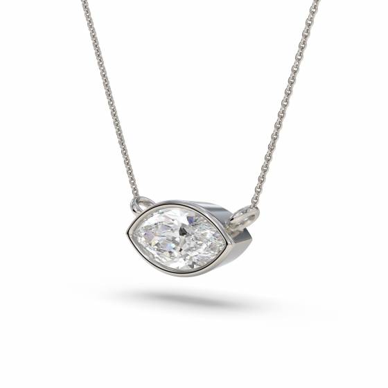 Marquise Diamond Bezel Set East To West Solitaire Pendant