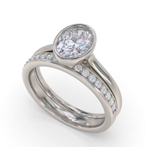 Oval Diamond Bezel Set Solitaire Ring