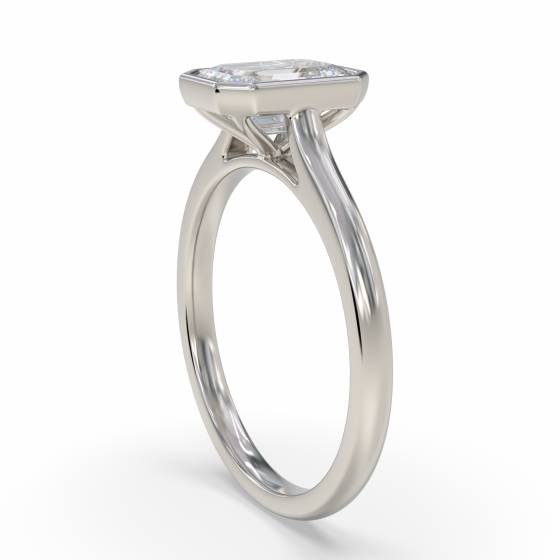 Emerald Diamond Bezel Set Solitaire Ring