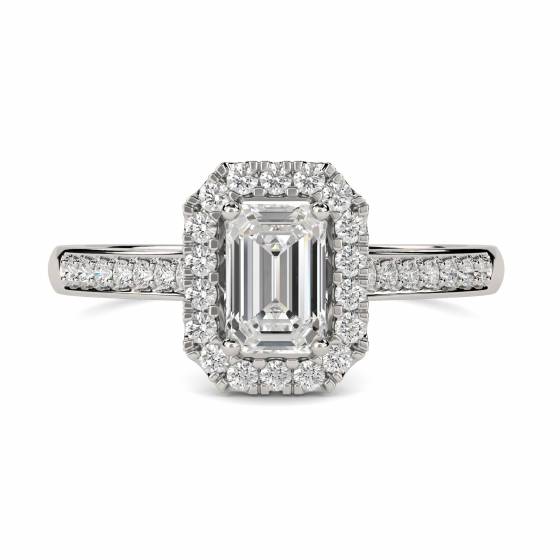 1.73ct VS1/E Radiant Cut Labgrown Halo Shoulder Set Ring