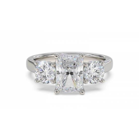 2.00ct VVS2/F Radiant cut Lab Grown Diamonds Trilogy Ring