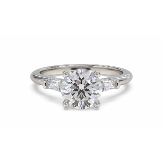 0.80ct VS1/H Radiant Cut Natural Diamond Trilogy Ring
