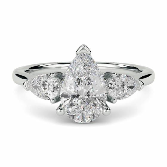 0.75ct SI2/G Pear cut Diamonds Trilogy Ring