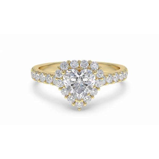 0.45ct VVS/F Heart cut Natural Diamonds Halo Shoulder Set Ring