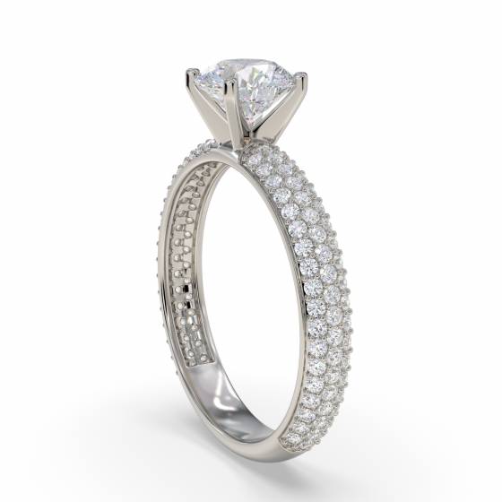 Three Row Vintage Round Diamond Ring