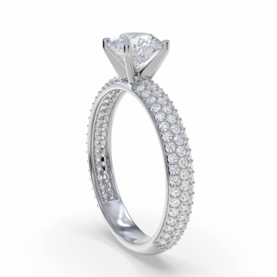 Three Row Vintage Round Diamond Ring