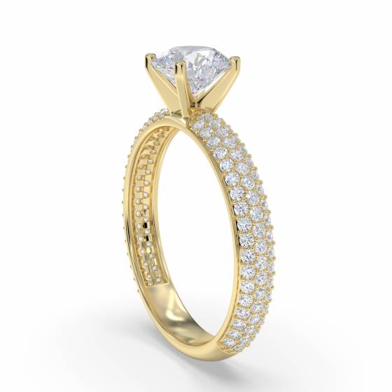 Three Row Vintage Round Diamond Ring