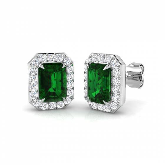 2.73ct VS/E-F Emerald cut Green Emerald Gemstone Earrings