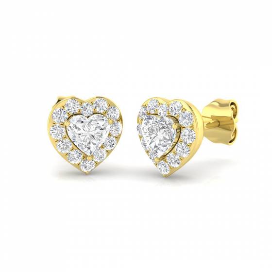 0.82ct VS/F-G Heart cut Natural Diamonds Halo Earrings