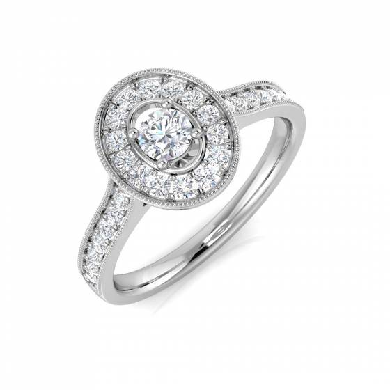 0.37ct VS/E-F Oval cut Natural Diamonds Cluster Ring