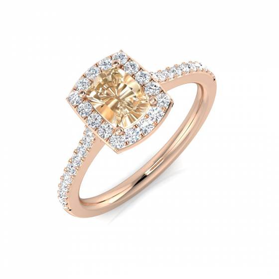 1.12ct VS/F-G Cushion cut Morganite Gemstone Ring