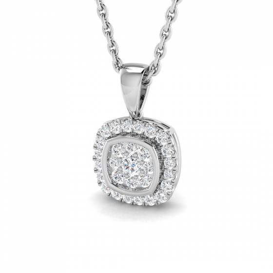 0.17ct VS/E-F Princess cut Natural Diamonds Cluster Pendant