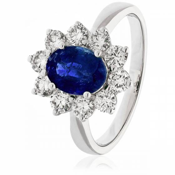 HROGBS1023 Blue Sapphire & Diamond Halo Ring