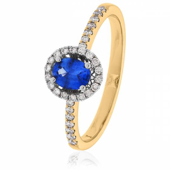 HROGBS1032 Oval cut Blue Sapphire & Diamond Halo Ring