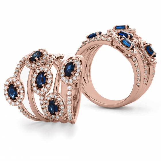 HROGBS1087 Designer Blue Sapphire & Diamond Dress Ring