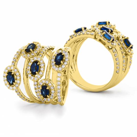 HROGBS1087 Designer Blue Sapphire & Diamond Dress Ring