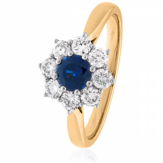 HRRGBS1026 Round cut Blue Sapphire & Diamond Halo Ring