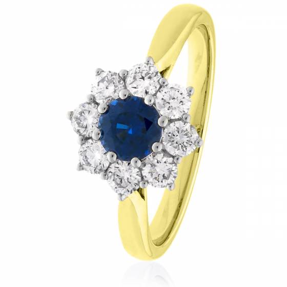 HRRGBS1026 Round cut Blue Sapphire & Diamond Halo Ring