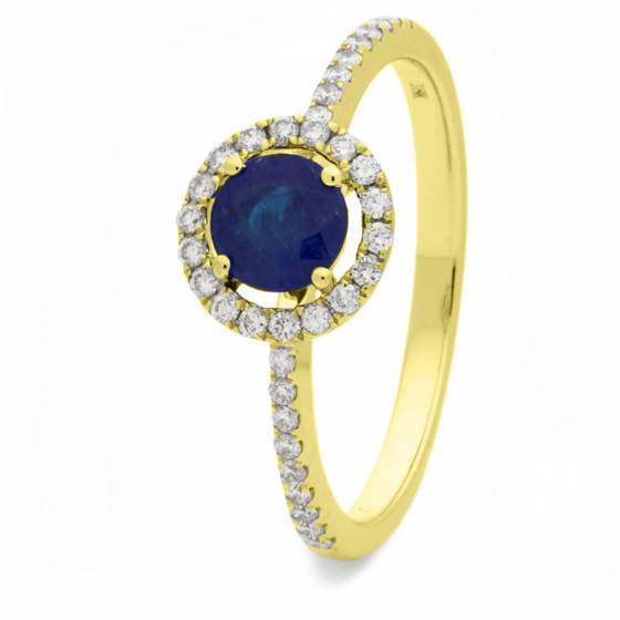 HRRGBS1045 Blue Sapphire & Diamond Shoulder Halo Ring