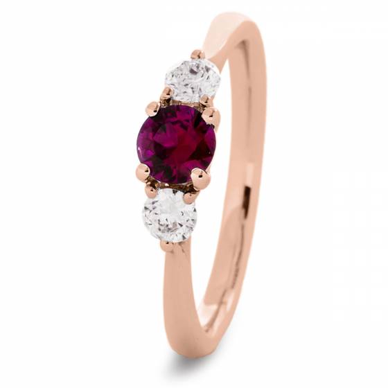 HRRGRY1019 Ruby and Diamond Three Stone Ring