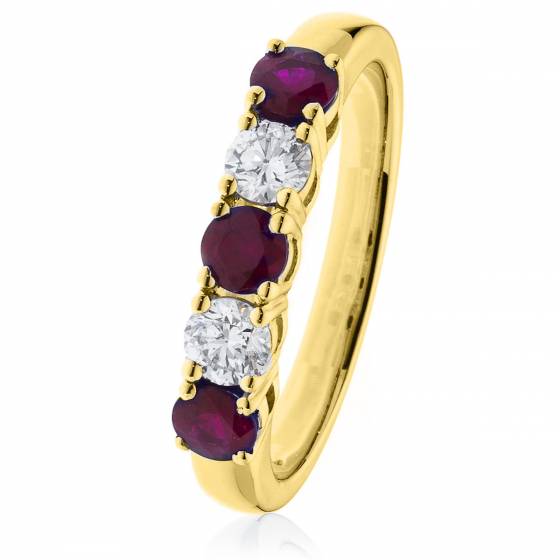 HRRGRY984 Ruby & Diamond 5 Stone Diamond Ring