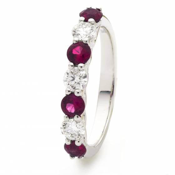HRRGRY990 Ruby 7 Stone Diamond Ring