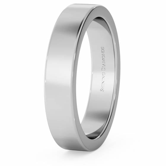 HWNA417 Flat Wedding Ring - 4mm width, Medium depth