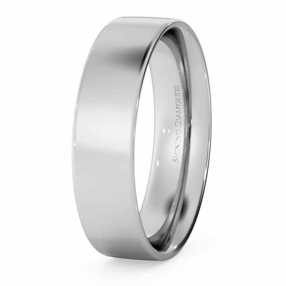 HWNC513 Flat Court Wedding Ring - 5mm width, Thin depth