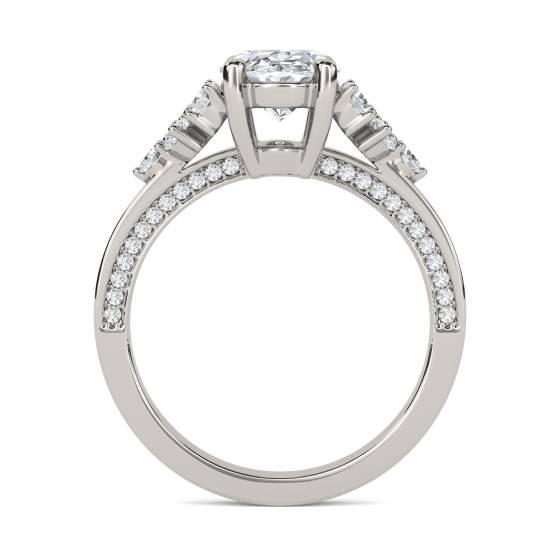 Oval and Round Diamond Vintage Ring