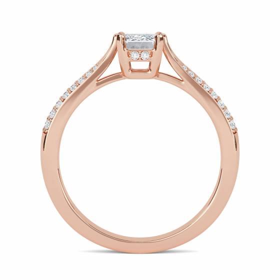 Knife Edge Emerald and Round Diamond Vintage Ring