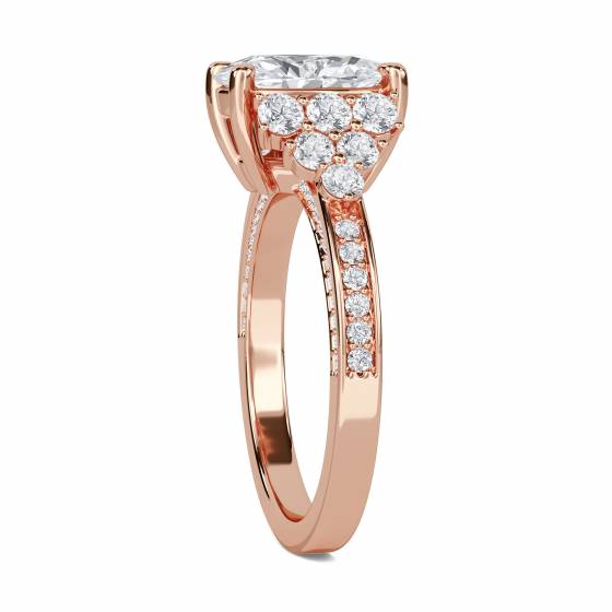 Oval and Round Diamond Vintage Ring