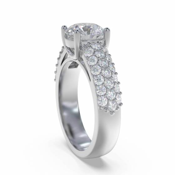 Three Row Round Diamond Vintage Ring