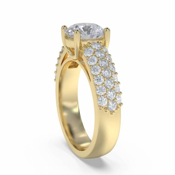 Three Row Round Diamond Vintage Ring