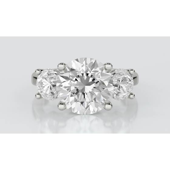 0.45ct SI/F-G Unique Round Natural Diamond Trilogy Ring