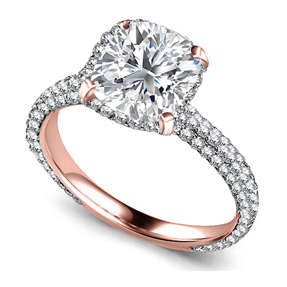 1.40ct VS2/F Cushion Natural Diamond Halo Ring