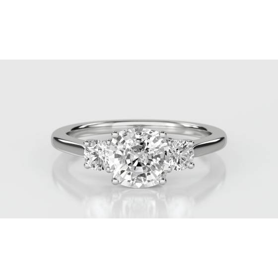 1.00ct VS/G-H Unique Cushion and Round Diamond Trilogy Ring