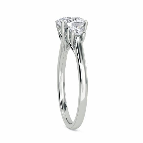 1.00ct VS/G-H Unique Cushion and Round Diamond Trilogy Ring