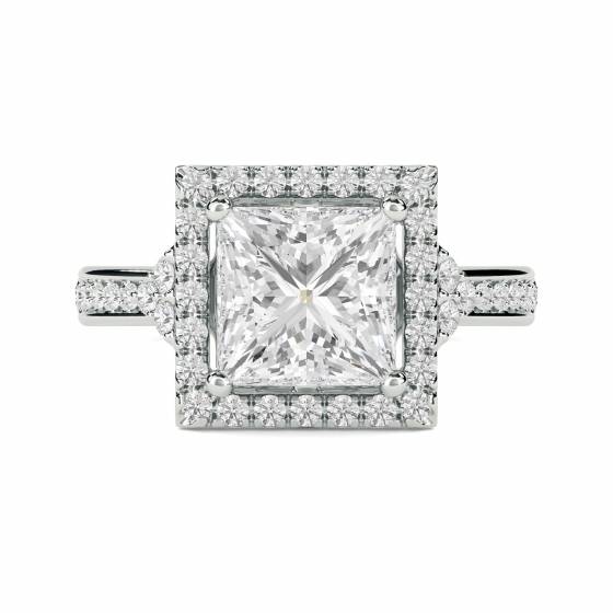 0.85 SI2/G Princess Diamond Single Halo Designer Ring