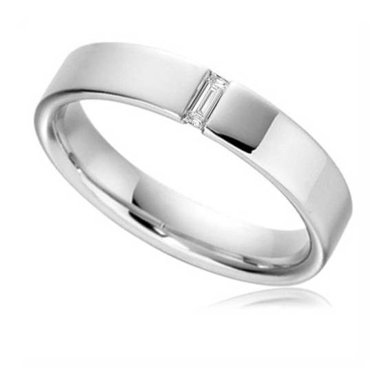 0.10ct VS/E-F 4mm Baguette Natural Diamond Wedding Ring