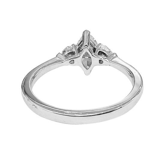 0.89ct VVS2/F Marquise & Heart 3 Stone Diamond Ring
