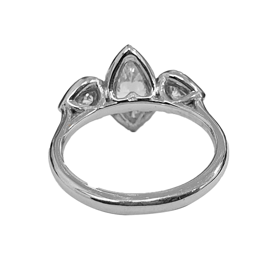 1.07ct SI1/F Marquise And Heart Cut Diamond 3 Stone Ring